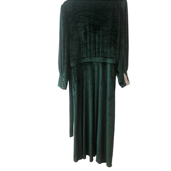 NWT Lady Gang Green Velvet Wrap Dress‎ Holiday Rich Maxi Christmas Party Dress - Picture 12 of 16